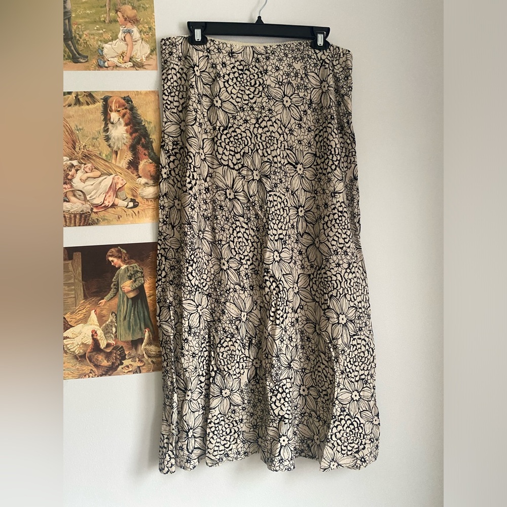 CROFT & BARROW LINEN BLEND FLORAL MIDI SKIRT SIZE XL